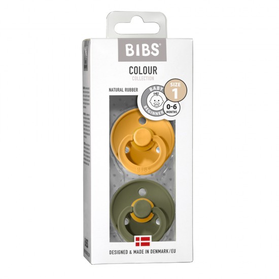 BiBS Πιπίλες Καουτσούκ 0-6m Honey Bee/Olive 2τμχ